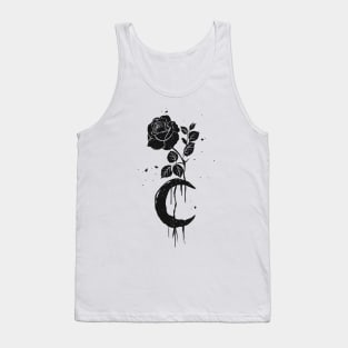 Black rose and moon Tank Top